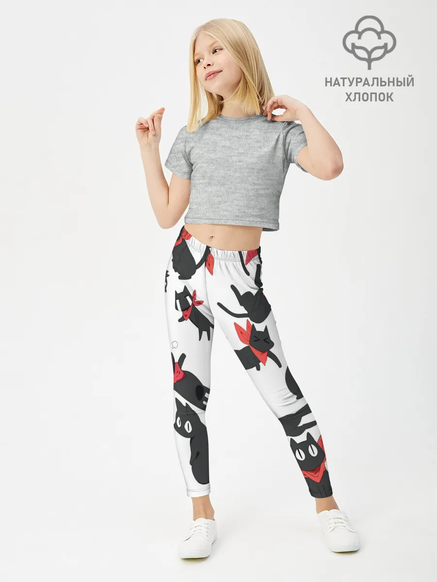 Леггинсы для девочки / Черный котик