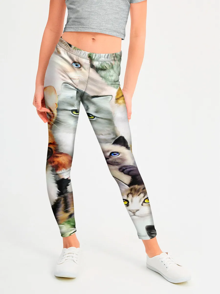 Леггинсы для девочки / КОТЫ