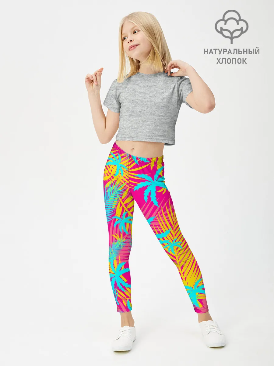 Леггинсы для девочки / НЕОНОВЫЕ ПАЛЬМЫ / НЕОН / NEON
