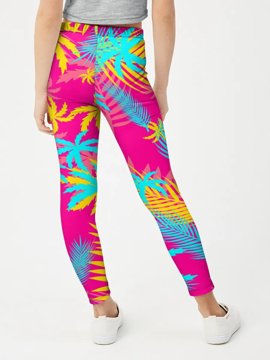 Леггинсы для девочки / НЕОНОВЫЕ ПАЛЬМЫ / НЕОН / NEON