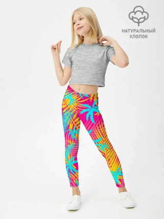 Леггинсы для девочки / НЕОНОВЫЕ ПАЛЬМЫ / НЕОН / NEON