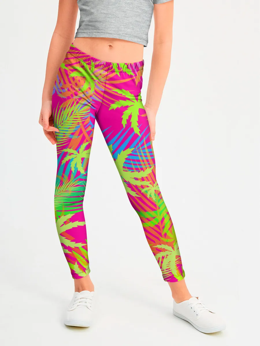 Леггинсы для девочки / ПАЛЬМЫ / ТРОПИКИ