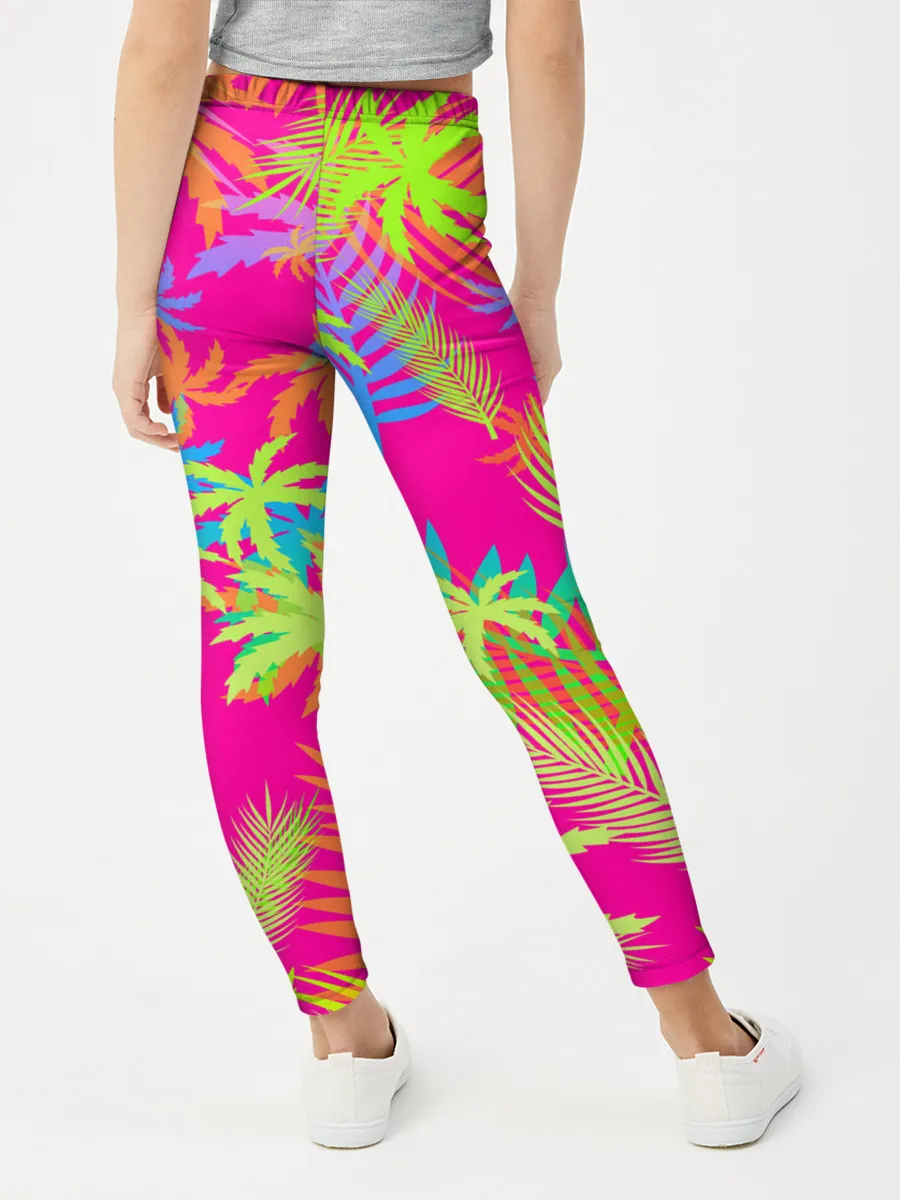 Леггинсы для девочки / ПАЛЬМЫ / ТРОПИКИ