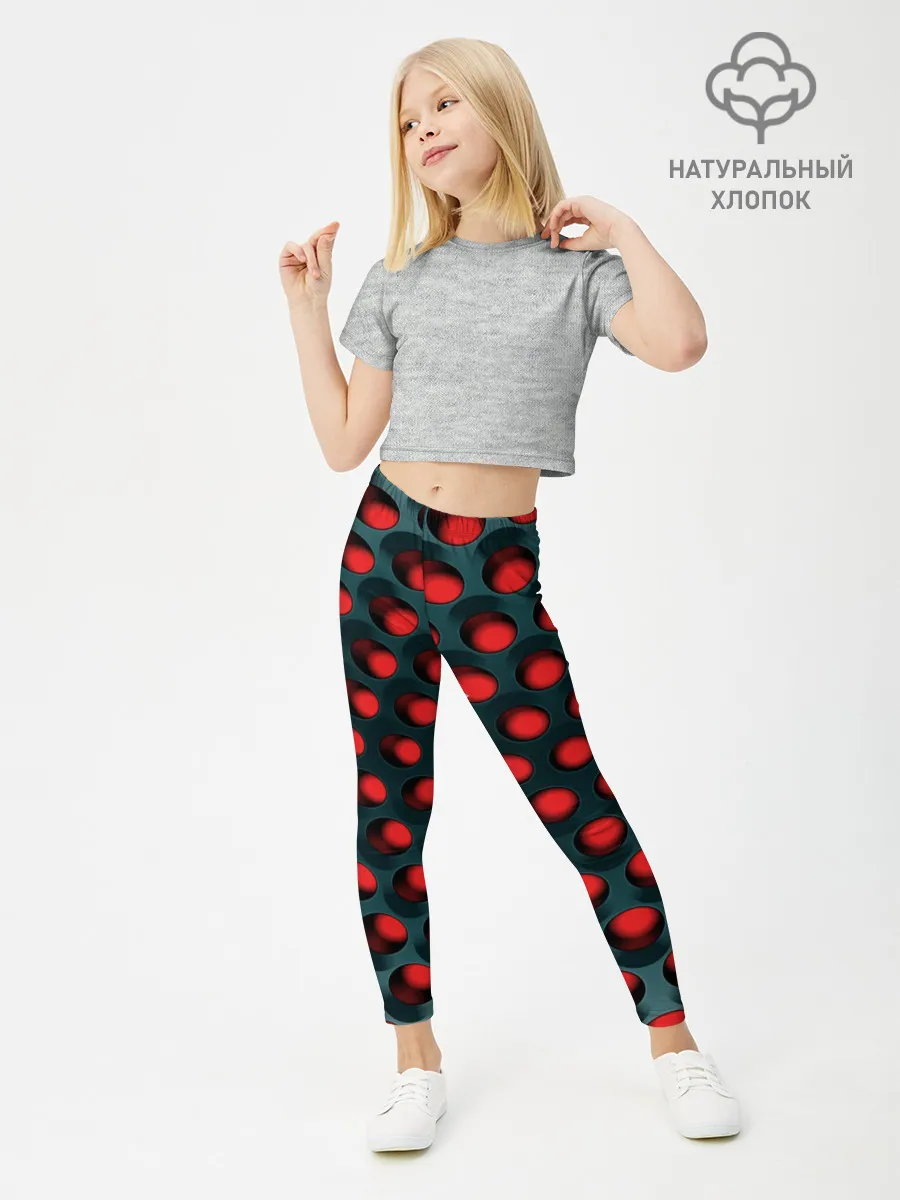 Леггинсы для девочки / Раскалённый красный 3Д