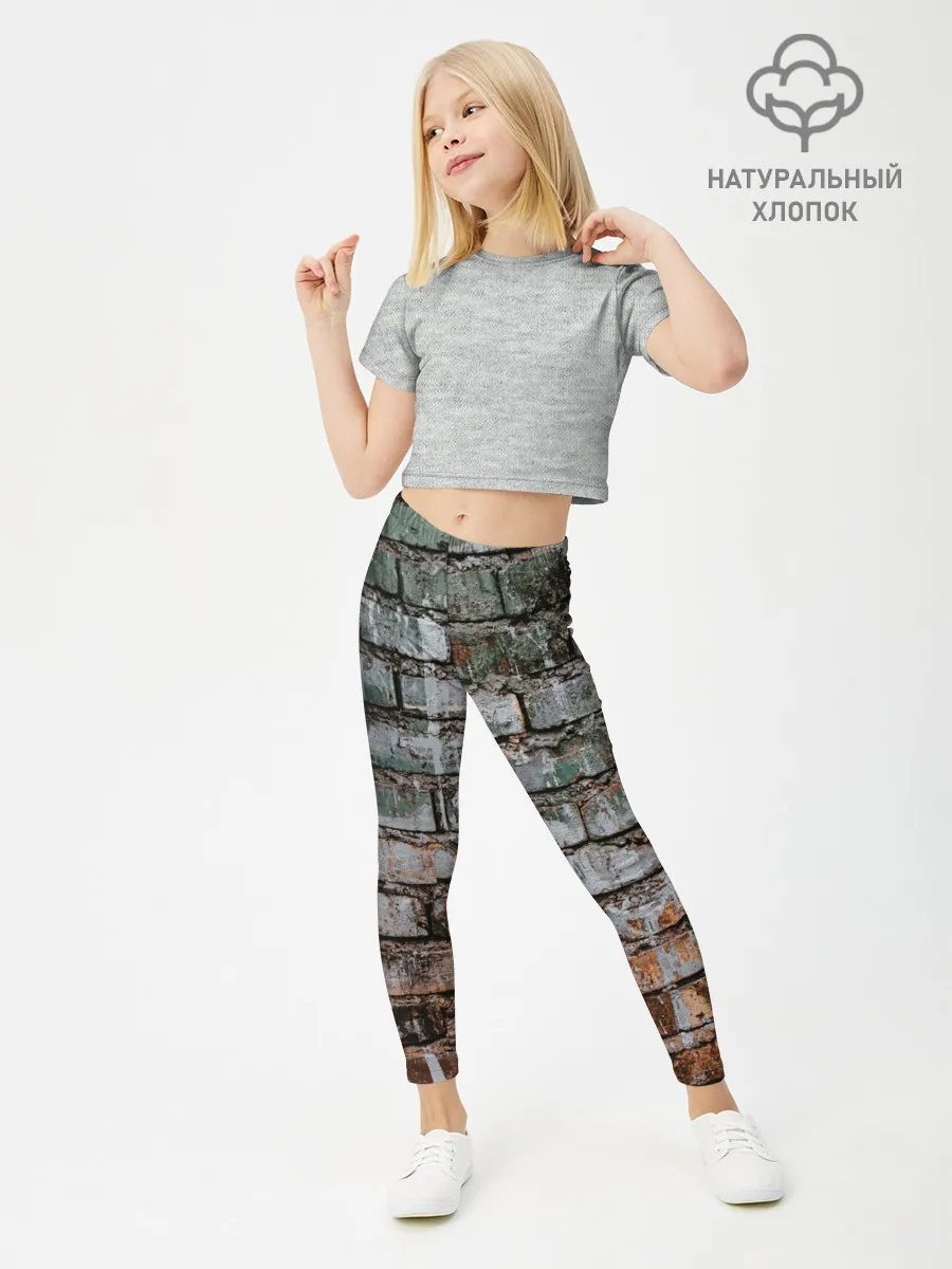 Леггинсы для девочки / кирпичная стена потеки краска