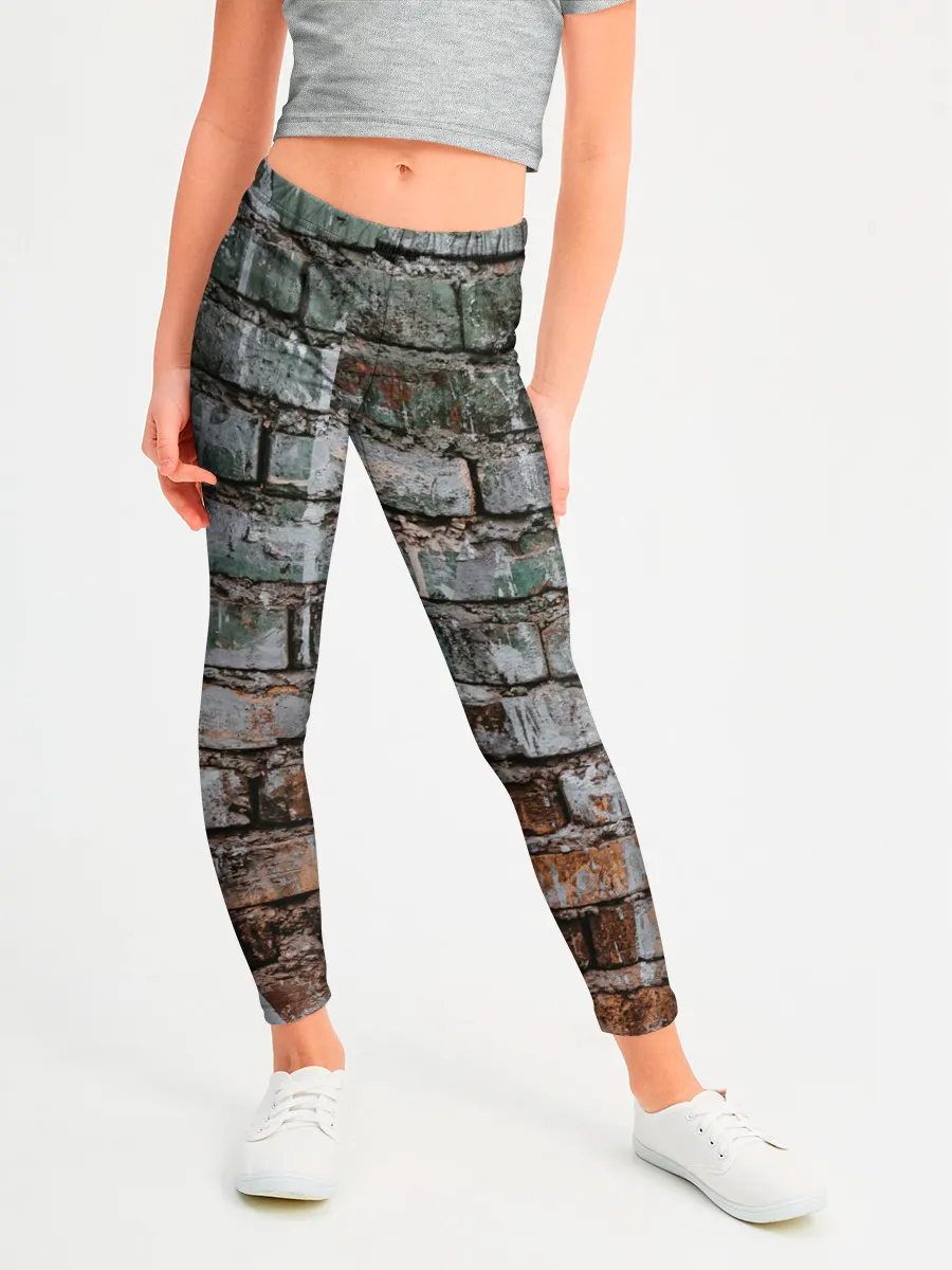 Леггинсы для девочки / кирпичная стена потеки краска
