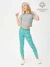 Леггинсы для девочки / Зеленые птицы летний узор