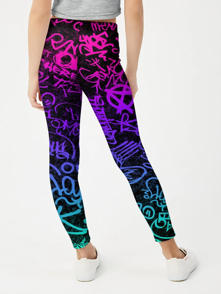 Леггинсы для девочки / Граффити Neon