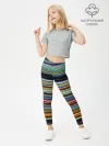 Леггинсы для девочки / РАзноцыетные линии полосы хаос
