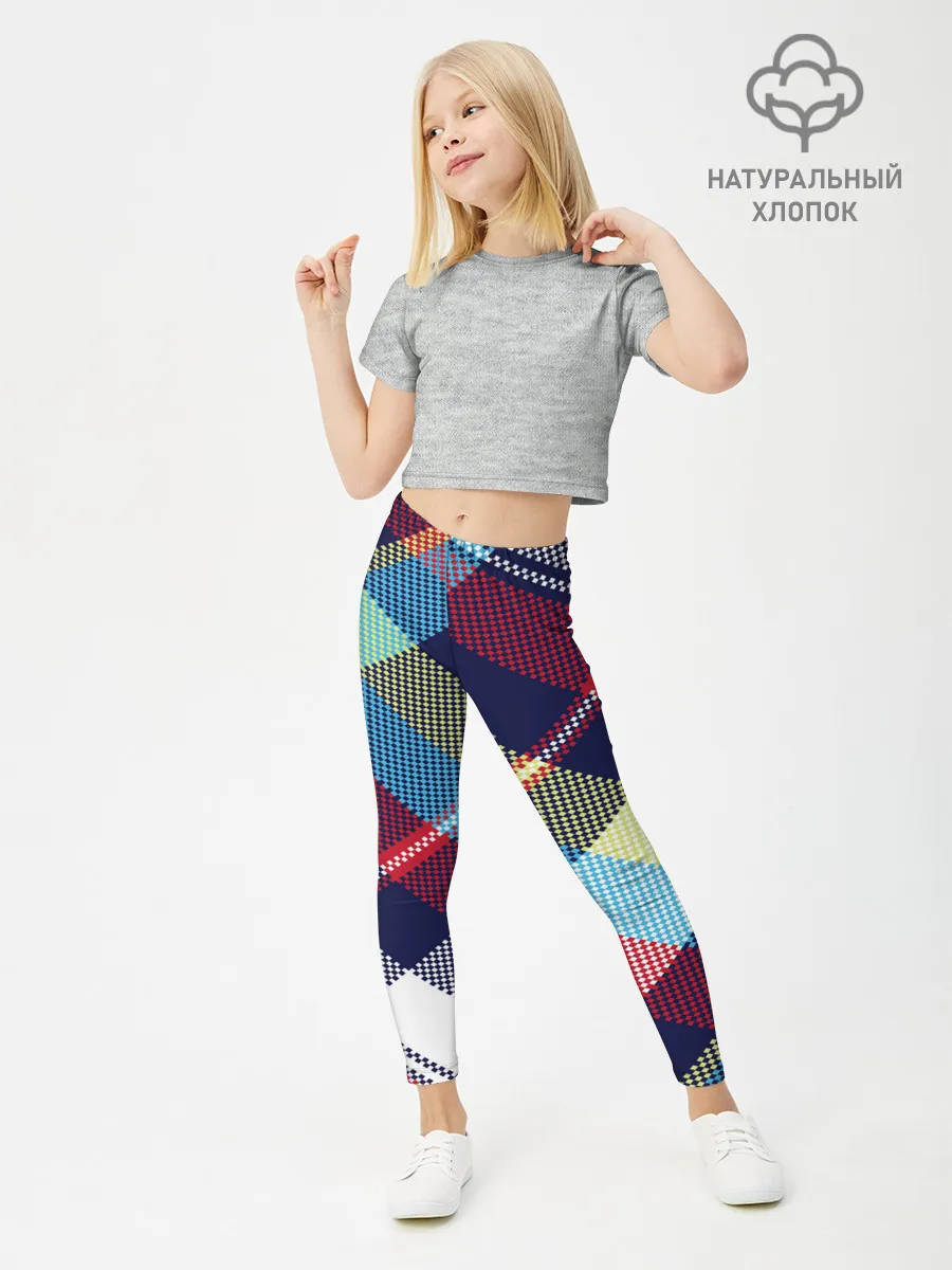 Леггинсы для девочки / Клетка / Текстура в клетку #2