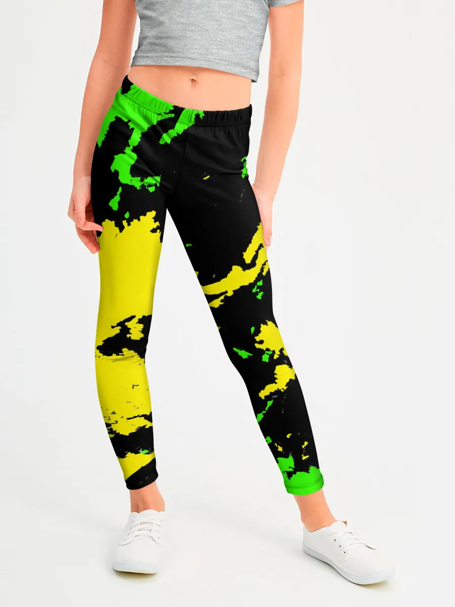 Леггинсы для девочки / Желто-зеленый