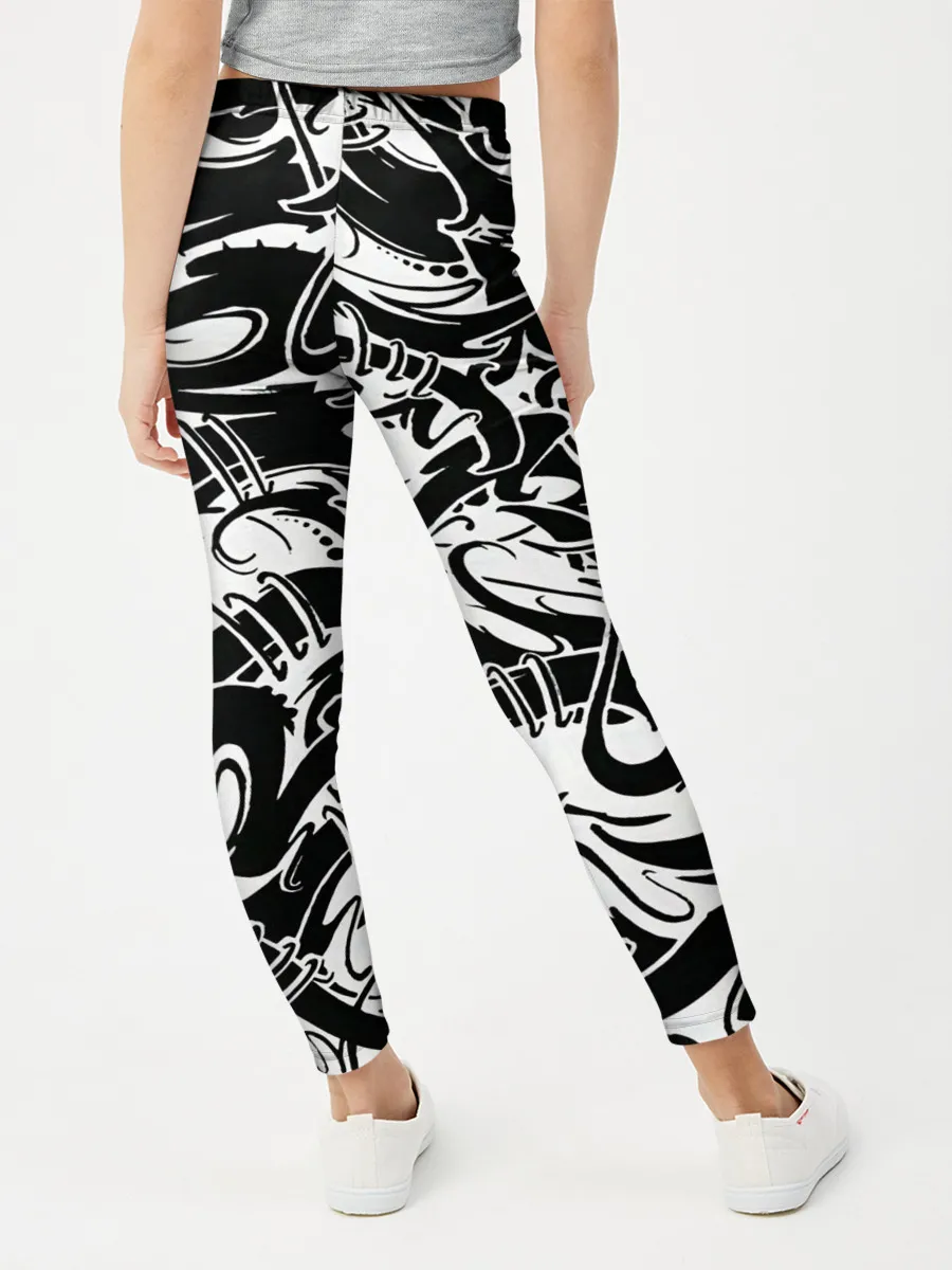 Леггинсы для девочки / Tattoo | BlackWhite