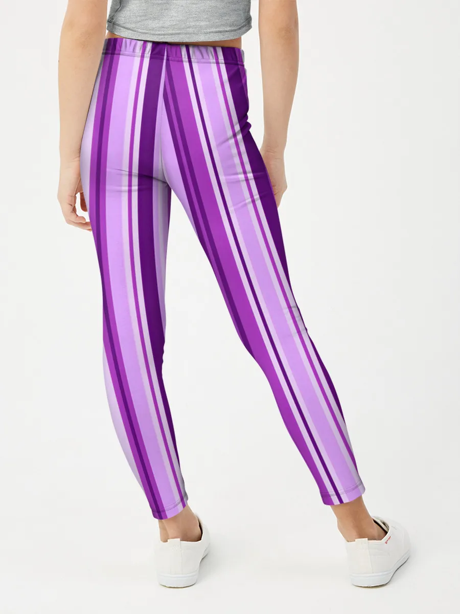 Леггинсы для девочки / Фиолетово-чёрные полосы