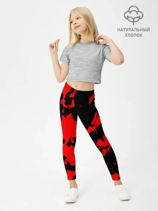 Леггинсы для девочки / Красный на черном