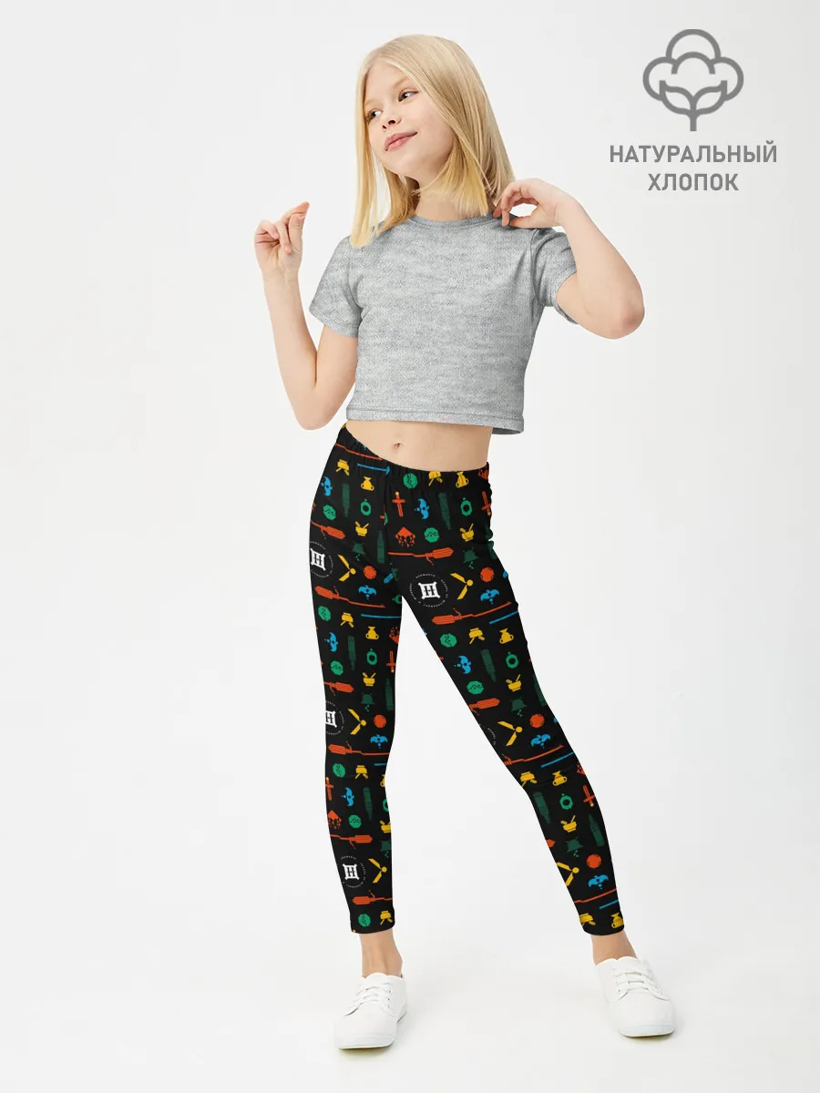Леггинсы для девочки / Хогвартс паттерн