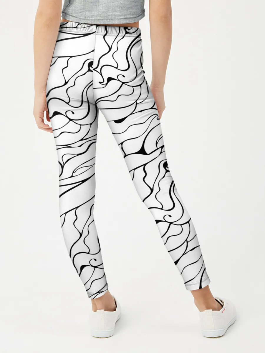 Леггинсы для девочки / Черно-белые узоры