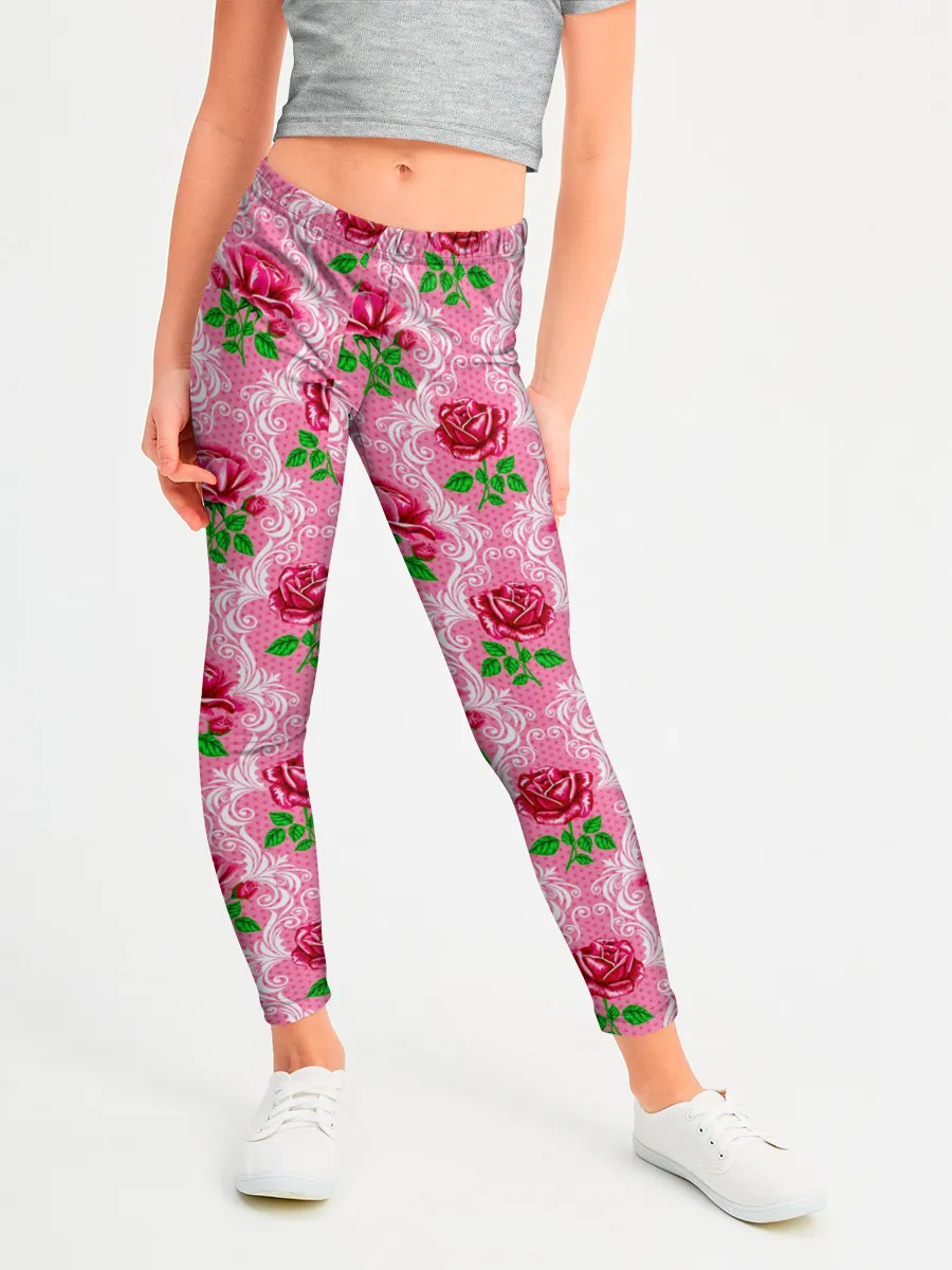 Леггинсы для девочки / Декор из нежных роз