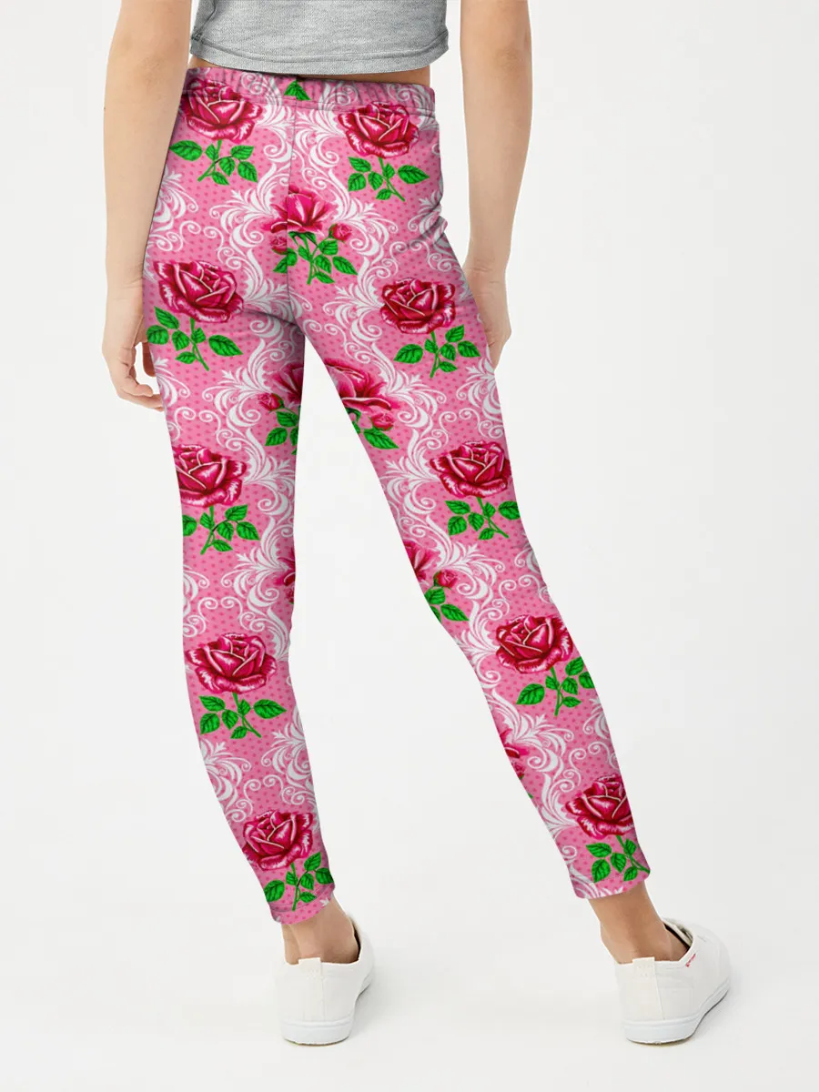 Леггинсы для девочки / Декор из нежных роз