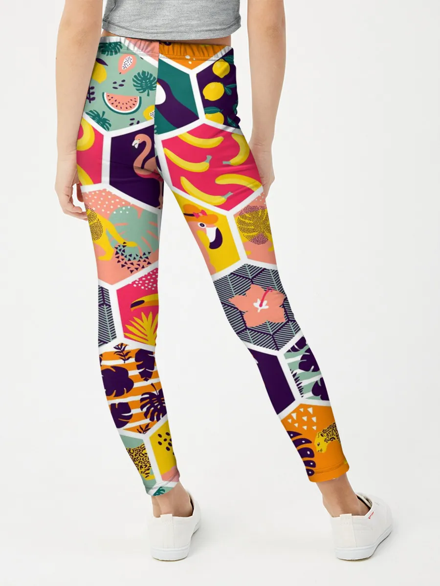 Леггинсы для девочки / Тропические соты