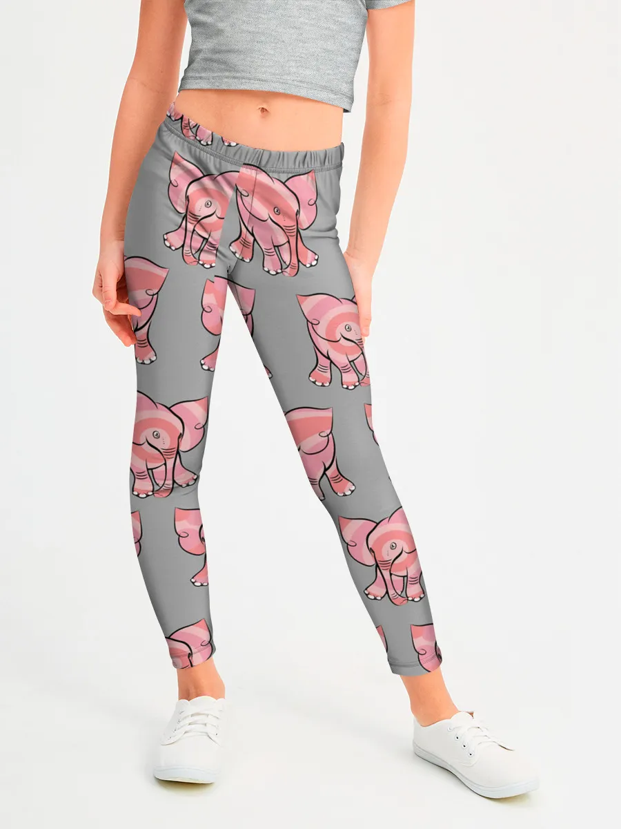 Леггинсы для девочки / РОЗОВЫЕ СЛОНИКИ ПАТТЕРН