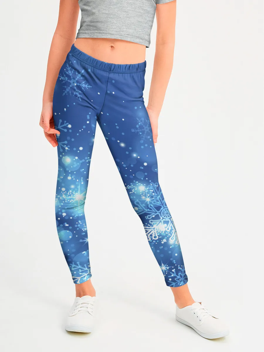 Леггинсы для девочки / Снежинки.