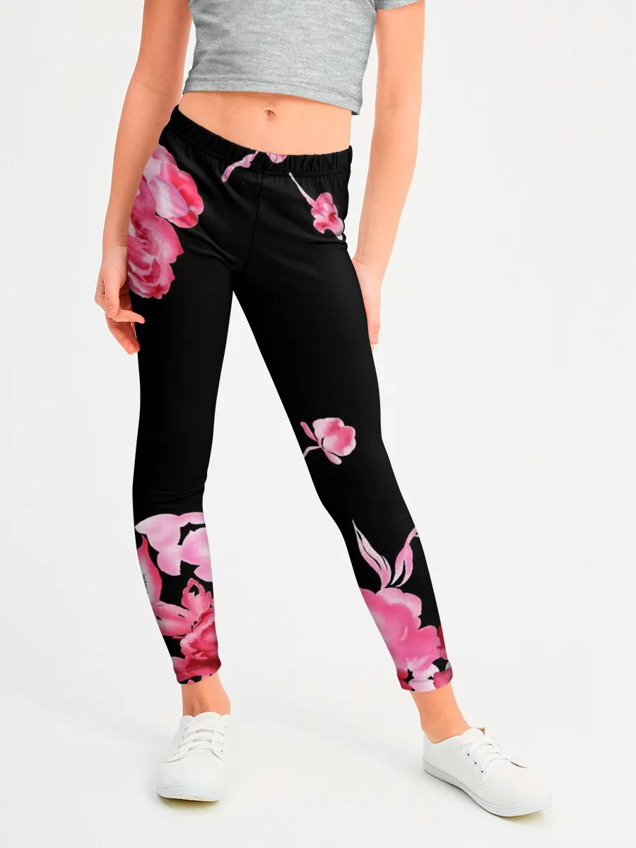 Леггинсы для девочки / Яркие розы