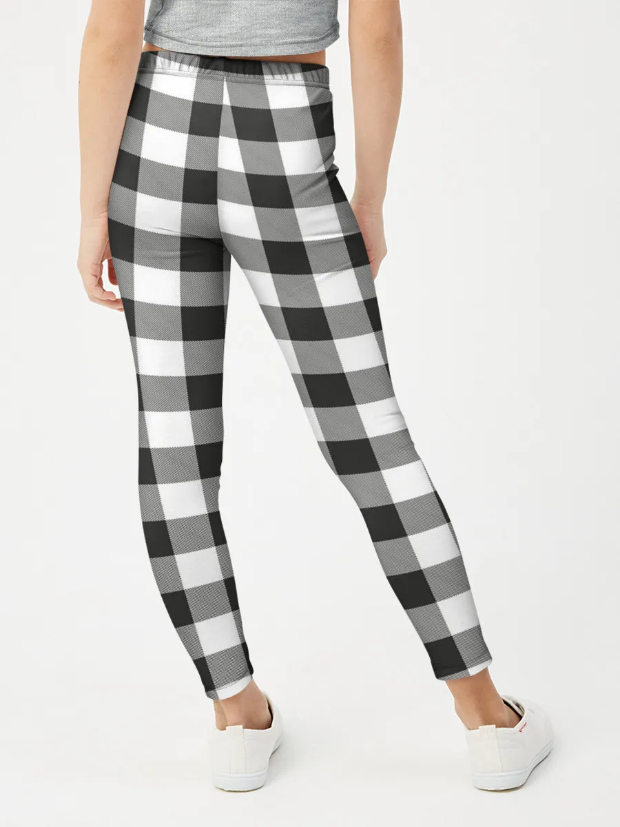 Леггинсы для девочки / Черно-белая клетка