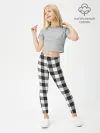 Леггинсы для девочки / Черно-белая клетка