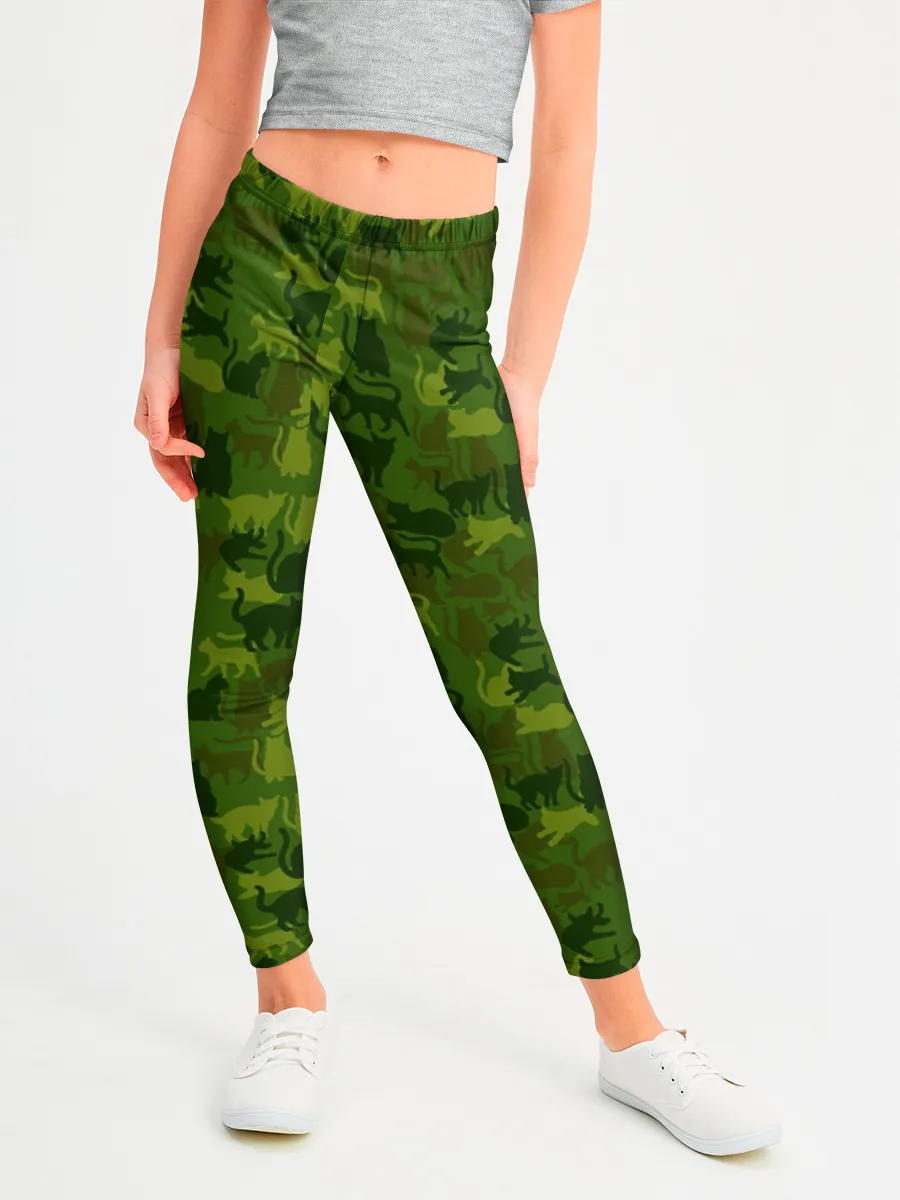 Леггинсы для девочки / Камуфляж | Котики