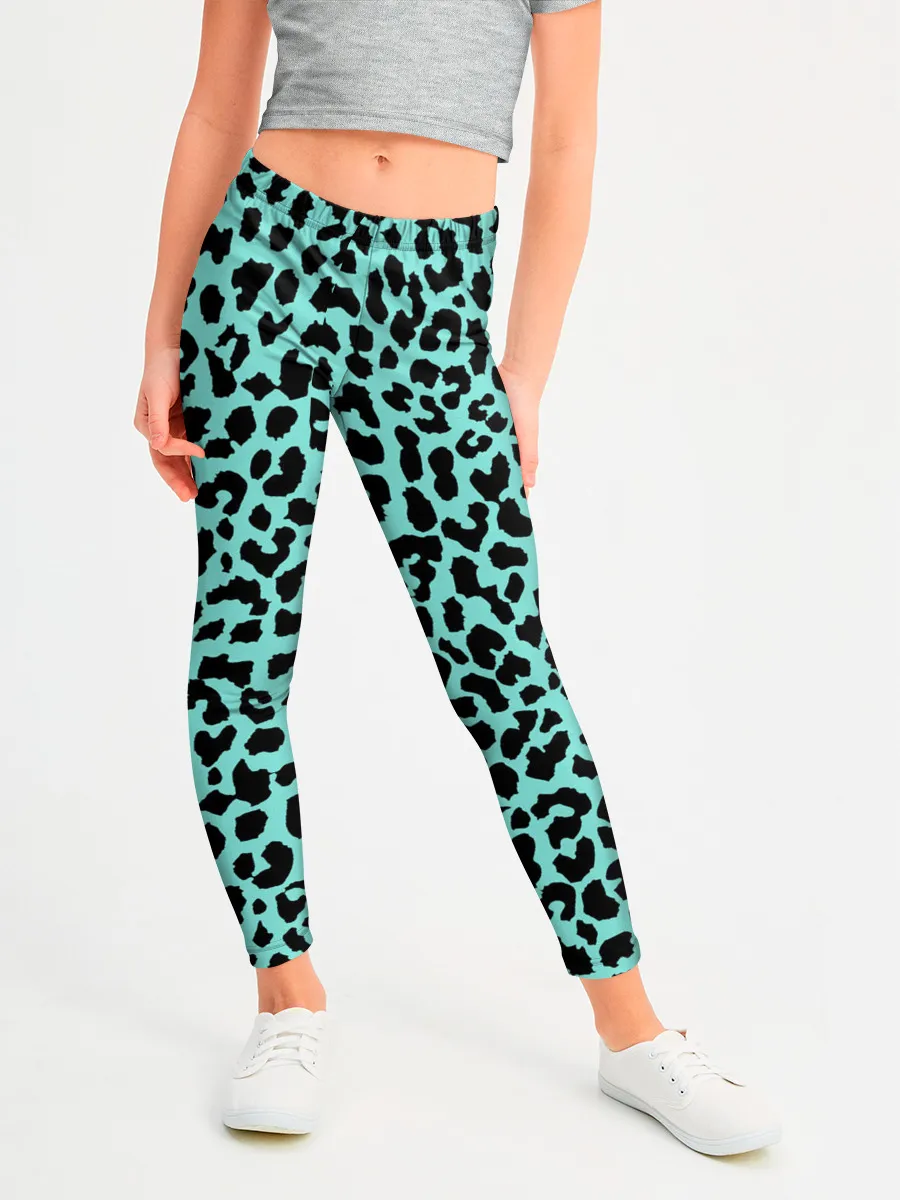 Леггинсы для девочки / ЛАЗУРНЫЙ ЛЕОПАРД