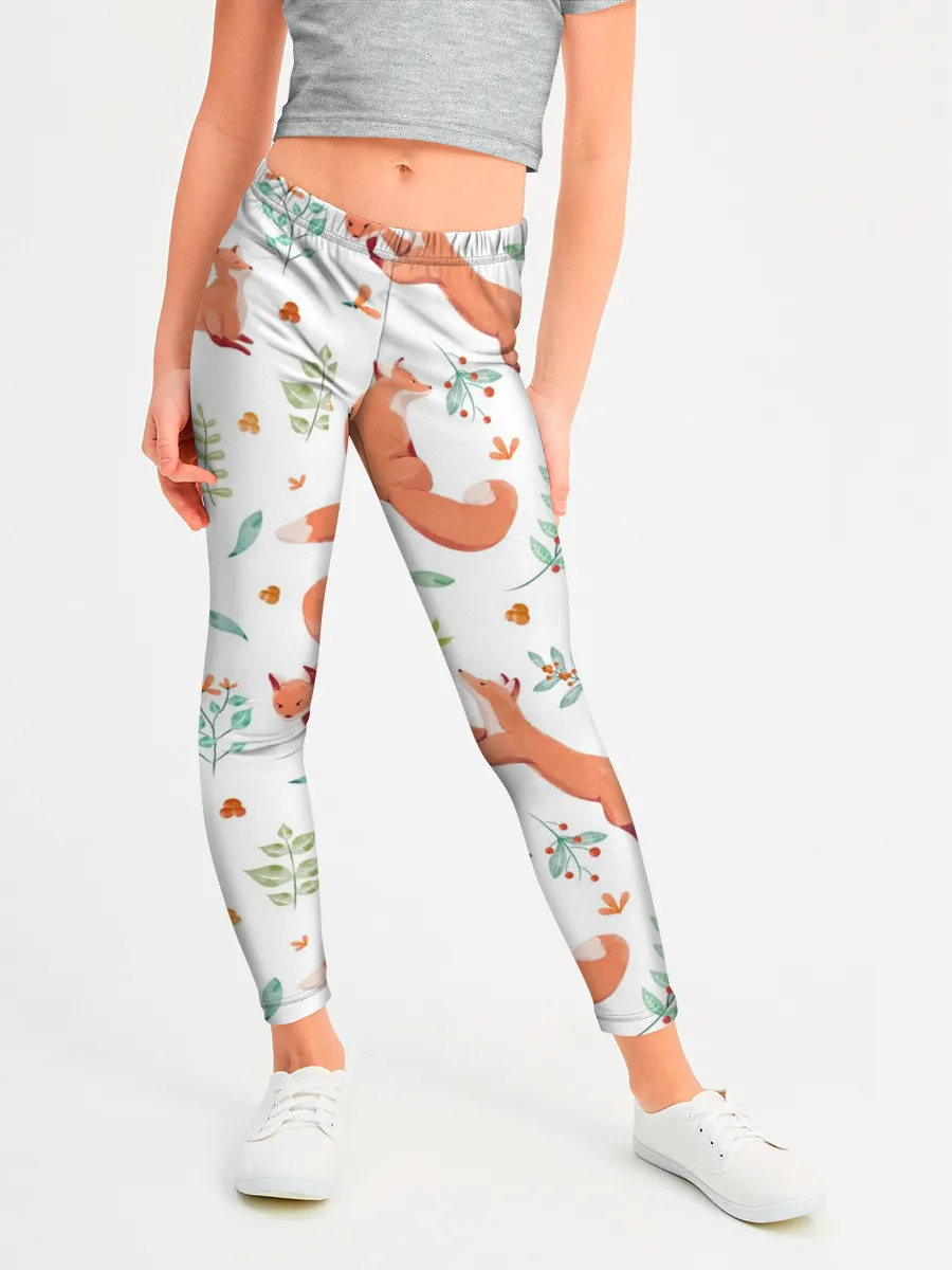 Леггинсы для девочки / Акварельные лисички