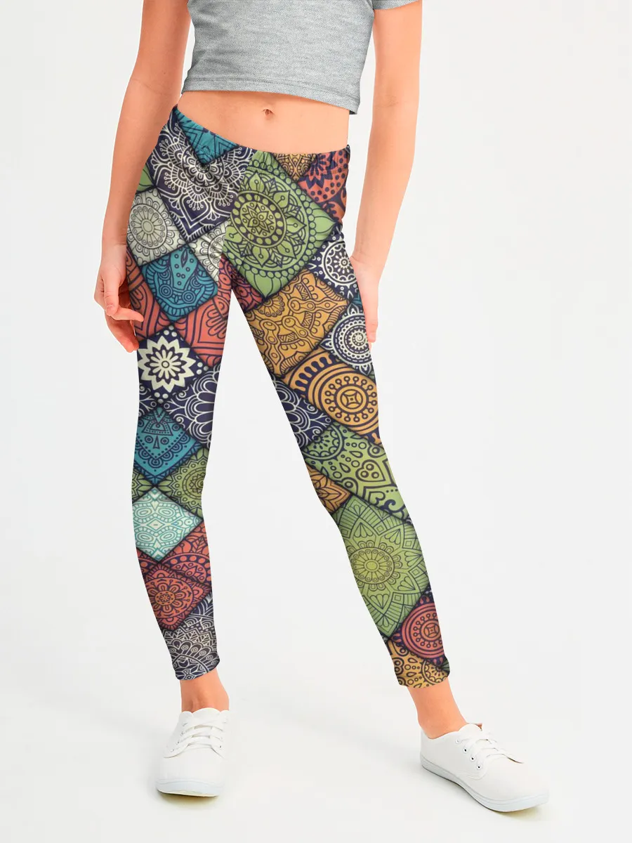 Леггинсы для девочки / Мандалы лоскутный печворк