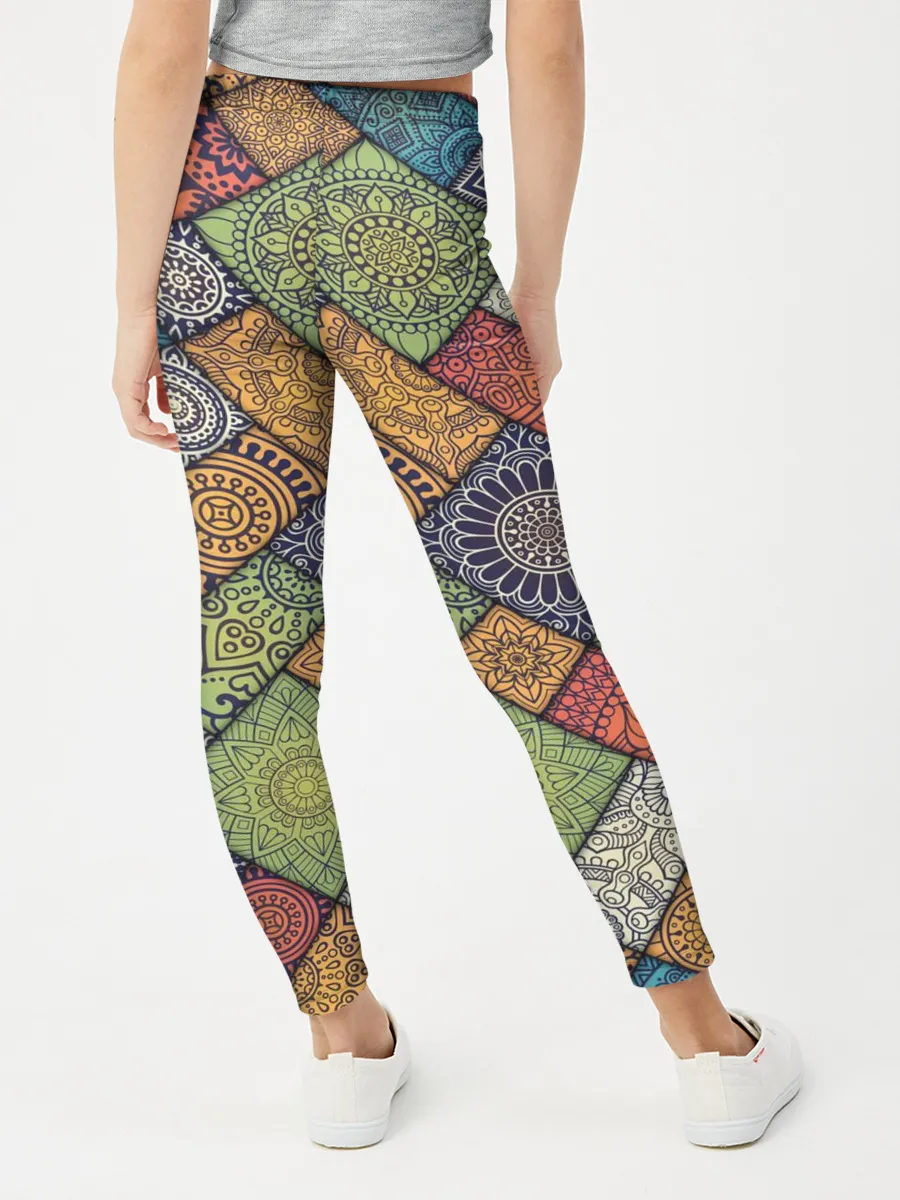 Леггинсы для девочки / Мандалы лоскутный печворк