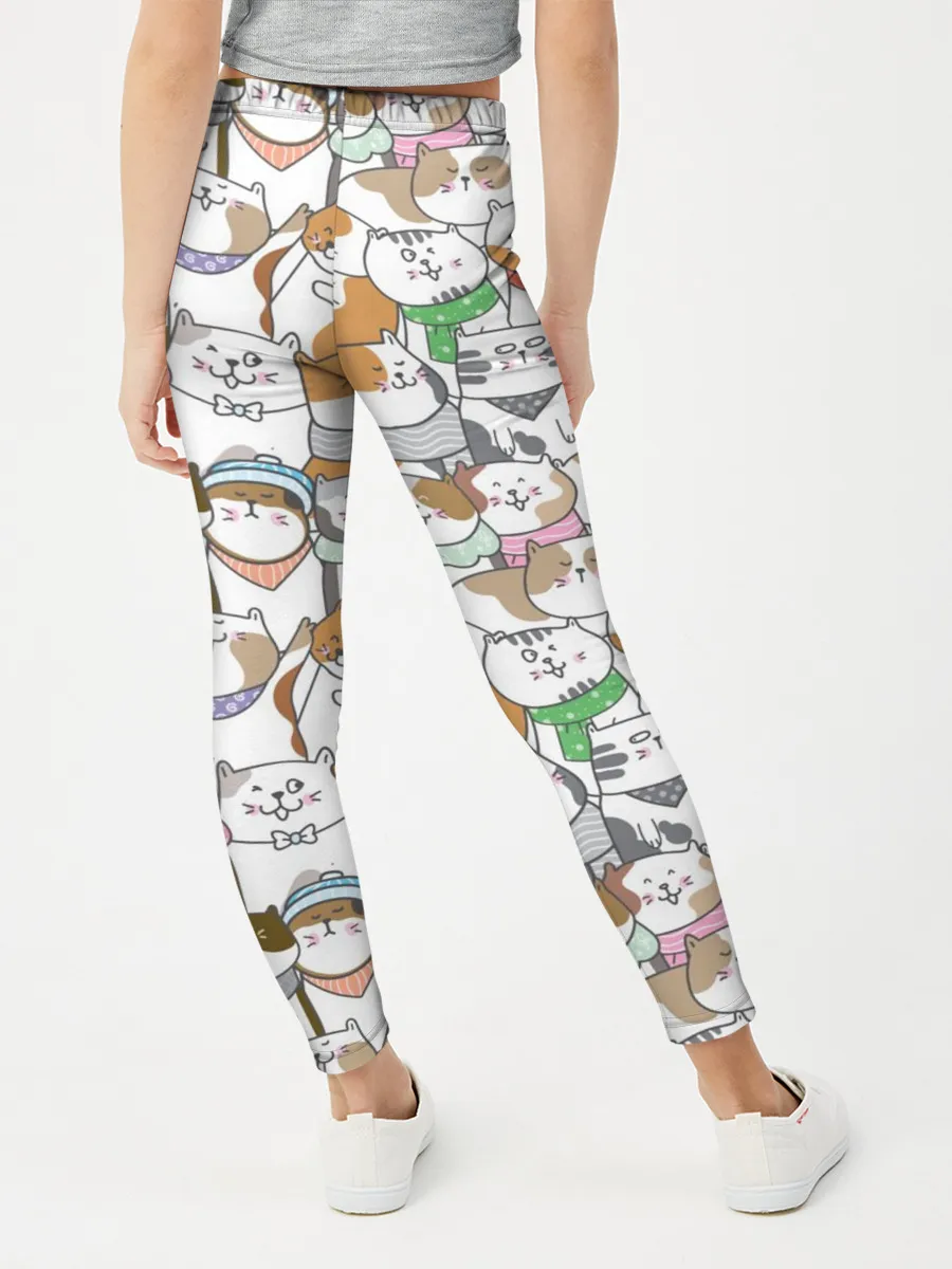 Леггинсы для девочки / Большая семья котиков