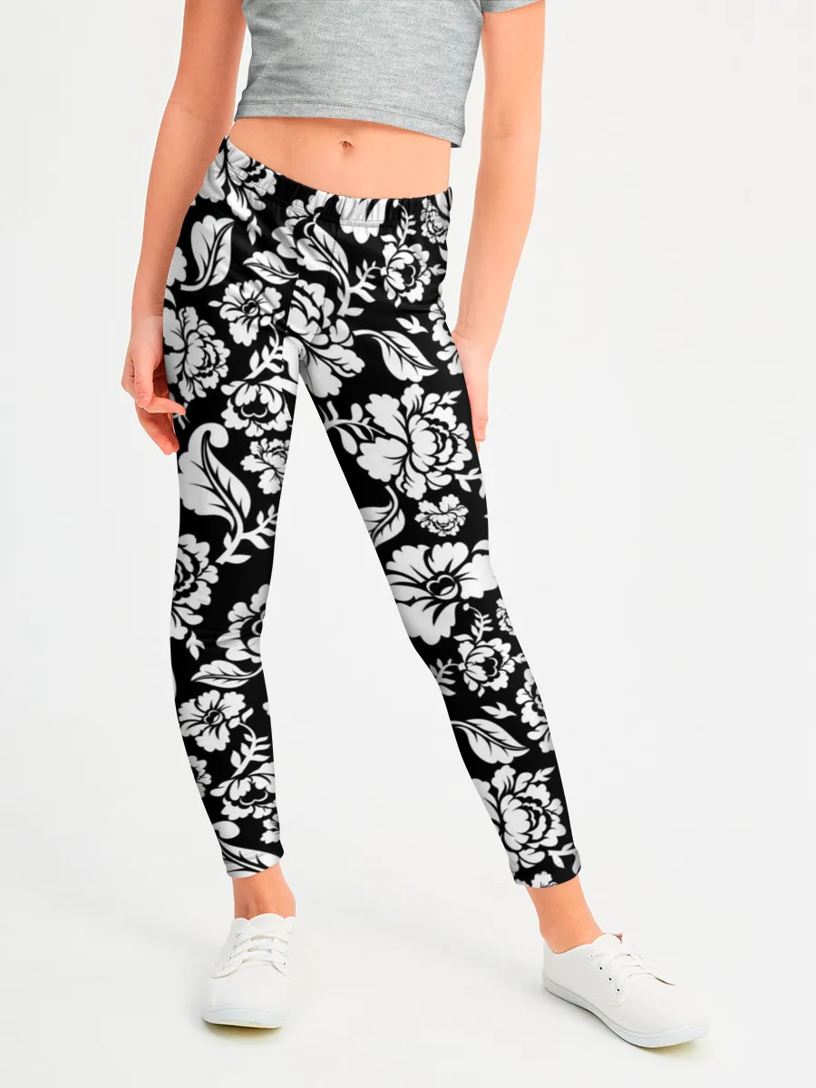 Леггинсы для девочки / White flowers