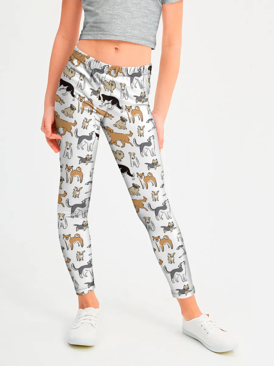 Леггинсы для девочки / Узор собаки много