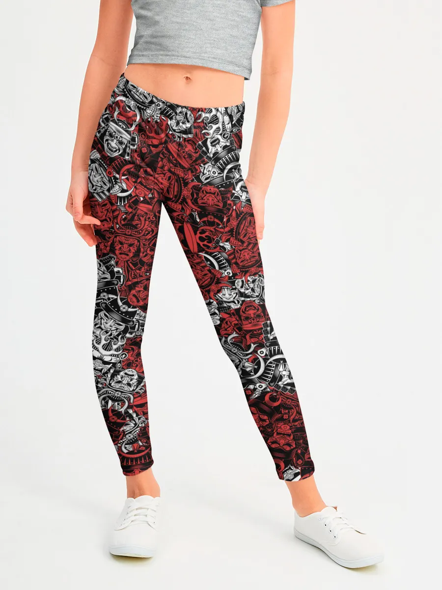 Леггинсы для девочки / Красные и Белые самураи