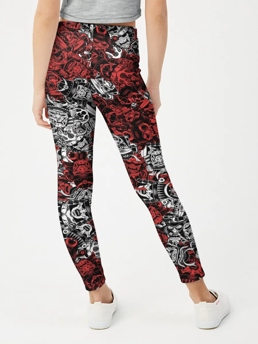 Леггинсы для девочки / Красные и Белые самураи