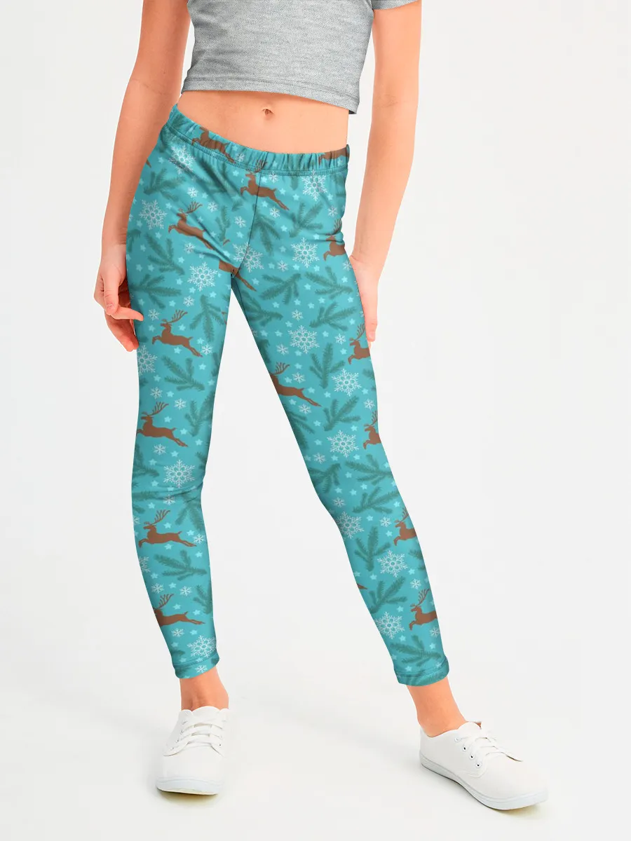 Леггинсы для девочки / Новогодние Олени