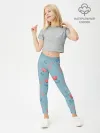 Леггинсы для девочки / Цветочки и листики на голубом