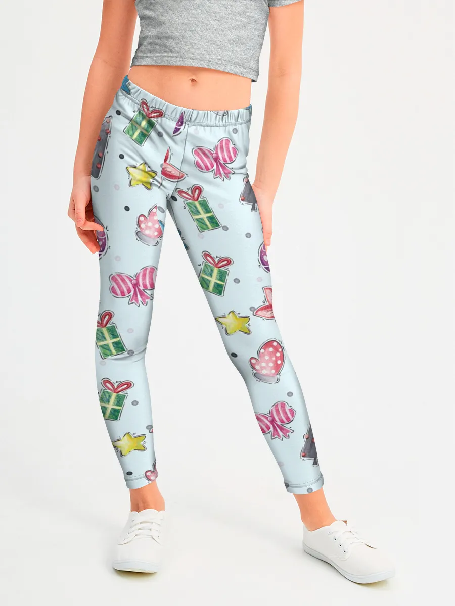 Леггинсы для девочки / новогодние игрушки