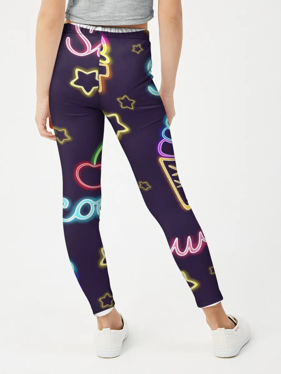 Леггинсы для девочки / Мороженное неон