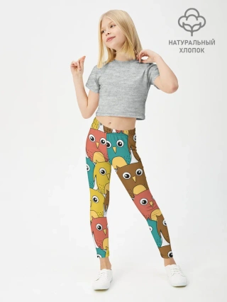 Леггинсы для девочки / Разноцветные совы