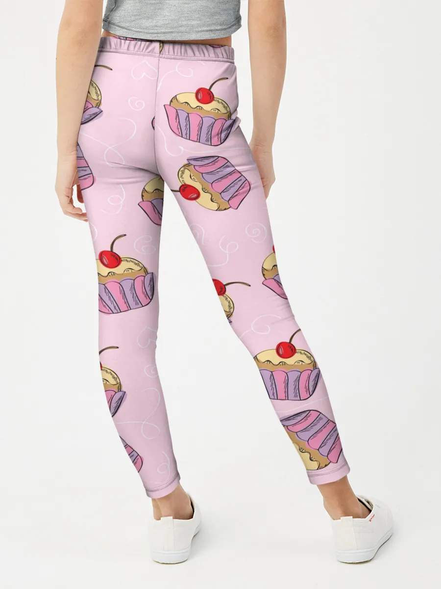 Леггинсы для девочки / Капкейки на розовом