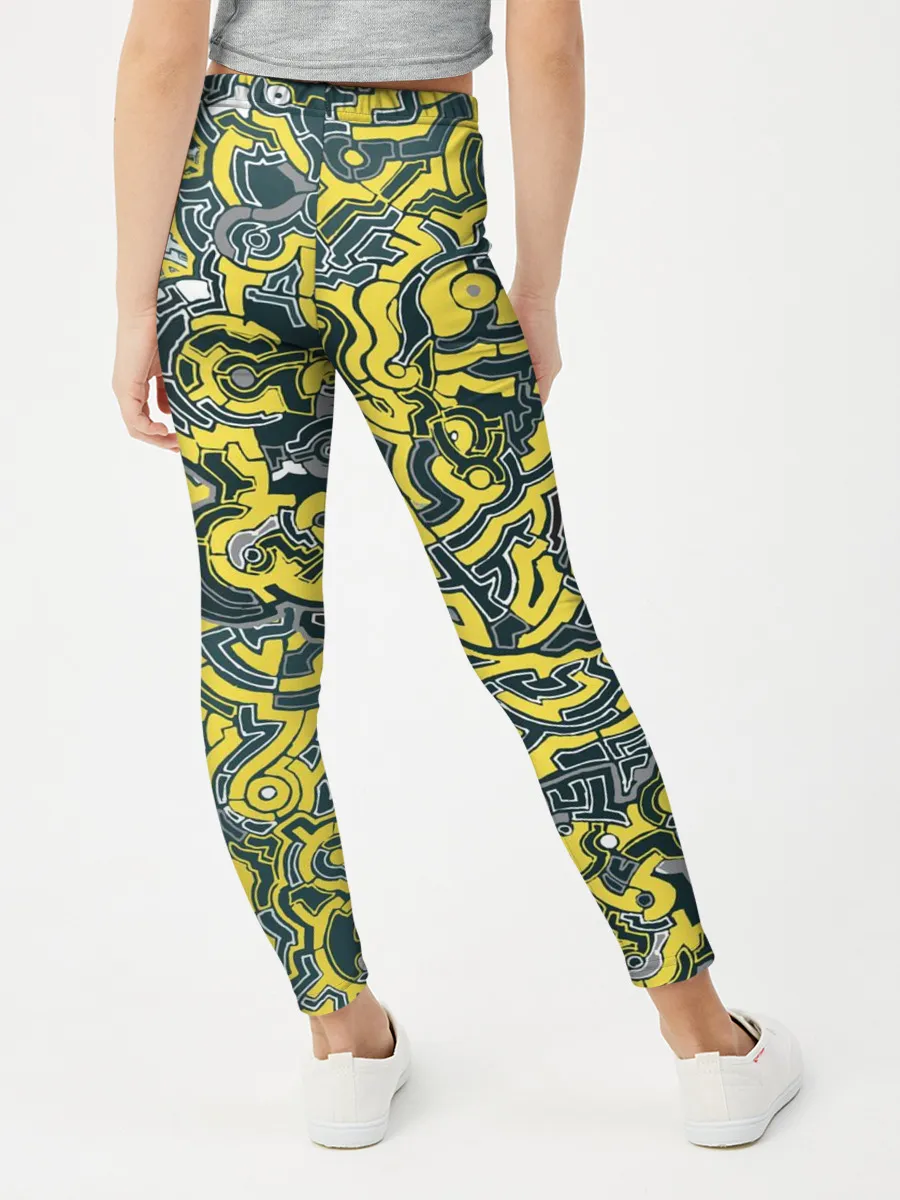 Леггинсы для девочки / УЗОР , ФУТУРИЗМ,