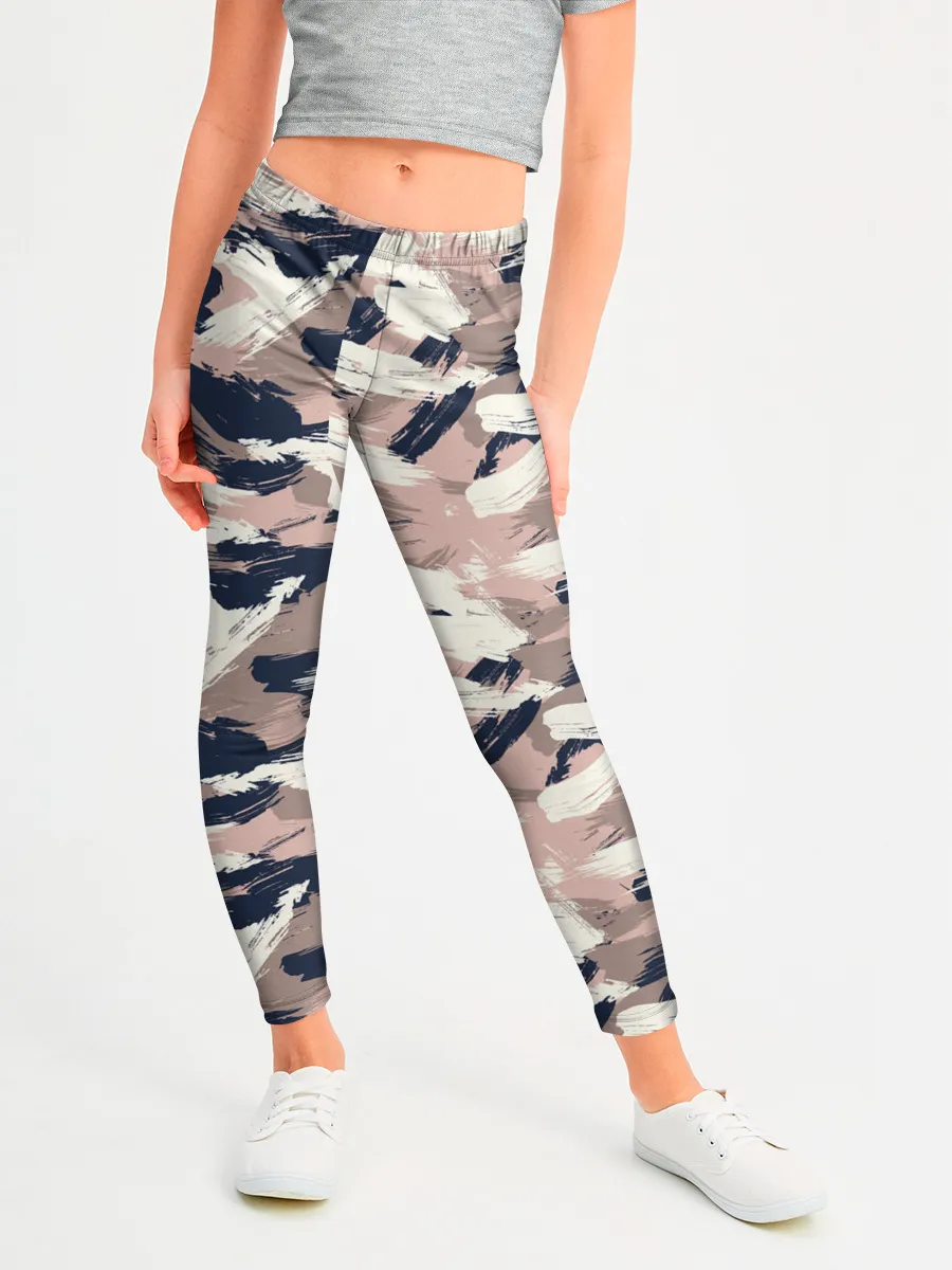 Леггинсы для девочки / Кремовый камуфляж