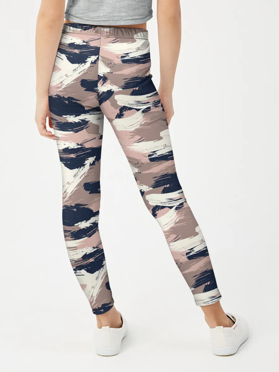 Леггинсы для девочки / Кремовый камуфляж