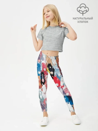 Леггинсы для девочки / цветные лошади