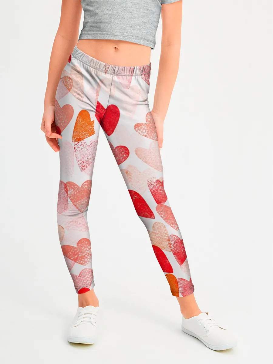 Леггинсы для девочки / Ванильные сердечки