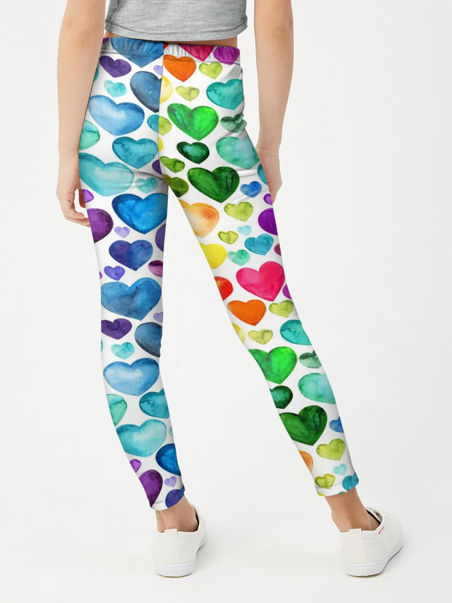 Леггинсы для девочки / Радужные сердечки